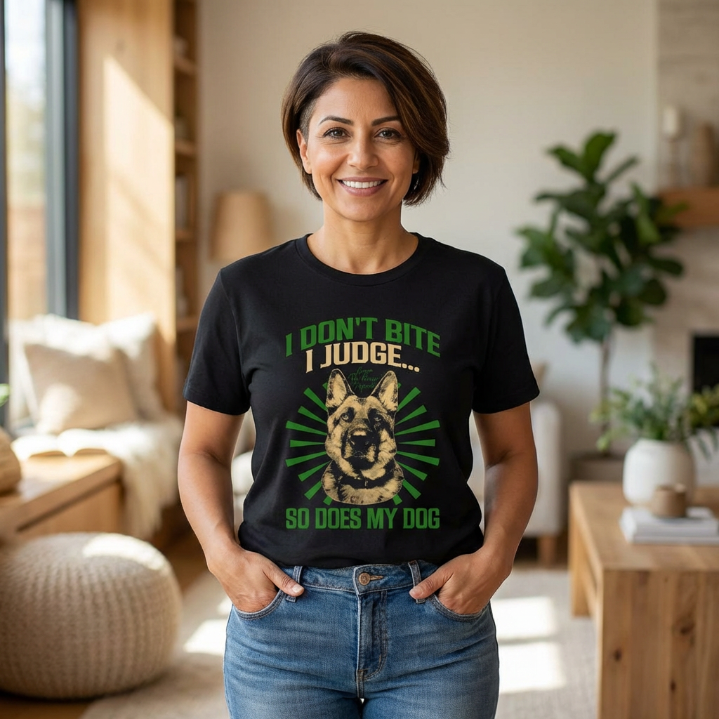 I Don’t Bite I Judge T-Shirt — German Shepherd Dog Lovers Tee (Unisex)
