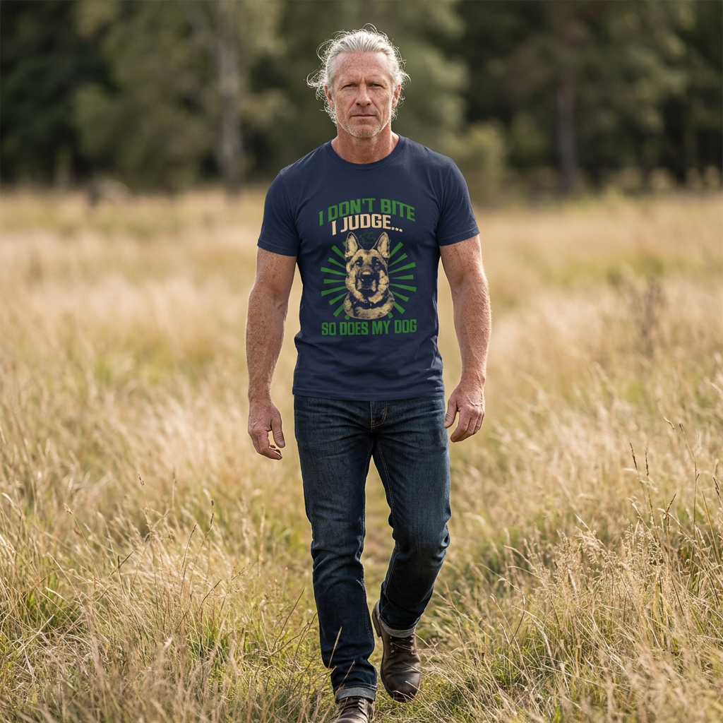 I Don’t Bite I Judge T-Shirt — German Shepherd Dog Lovers Tee (Unisex)